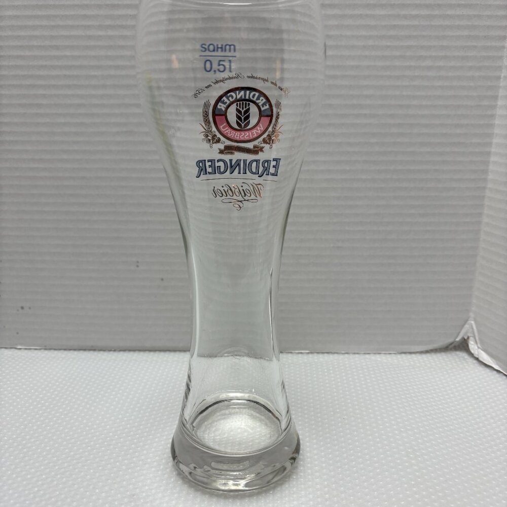 ERDINGER WEISSBRAU BEER GLASSES 20 OZ - 10" Tall Gold Etching - 2143 - Picture 5 of 6
